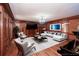Elegant living room with wood paneled walls, white furniture, and a grand piano at 115 Russell Rd, Roswell, GA 30075