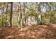 Rustic shed on a wooded lot surrounded by colorful fall foliage at 115 Russell Rd, Roswell, GA 30075