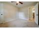 Bright bedroom with ceiling fan and access to bathroom at 5310 Timbo Ln, Mableton, GA 30126