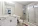 Clean bathroom with single vanity, toilet and shower at 667 Crosshaven Dr, Marietta, GA 30066