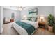 Bright main bedroom with ceiling fan, stylish décor, and plush furnishings at 3091 Colonial Way # E4, Chamblee, GA 30341