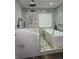 Modern bathroom featuring double shower heads, tiled walls, and a luxurious soaking tub at 95 Jenna Ln, Covington, GA 30016