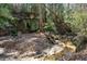 Serene creekside setting with a single chair and large rock at 3133 Callie Still Rd, Lawrenceville, GA 30045