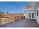 Large deck with wooden flooring and backyard view at 3542 Linecrest Rd, Ellenwood, GA 30294