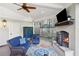 Cozy outdoor patio with fireplace and comfortable seating at 566 Church Ne St, Marietta, GA 30060
