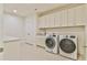 Bright laundry room with white cabinets and new washer/dryer at 590 Clubwood Ct, Marietta, GA 30068