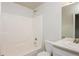 Clean bathroom with a shower/tub combo and vanity at 850 Oxford Hall Dr, Lawrenceville, GA 30044