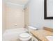 Clean bathroom featuring granite countertop and tiled shower at 206 Woodridge Pkwy, Canton, GA 30115