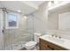 Bathroom with updated vanity and walk-in shower at 148 Walker Nw Rd, Cartersville, GA 30121
