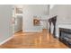 Two-story living room with hardwood floors and fireplace at 3356 Renfro St, Marietta, GA 30066