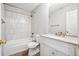 Clean bathroom with a shower/tub combo and updated vanity at 5480 Sable Bay Pt, Atlanta, GA 30349