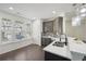 Eat-in kitchen with white quartz countertops and gray cabinetry at 5534 Radford Loop, Fairburn, GA 30213