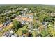 Aerial view of a neighborhood featuring houses and green spaces at 216 Wakehurst Way, Marietta, GA 30064