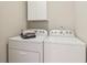 Bright laundry area with a stacked washer and dryer at 201 Nouveau Sw Ct, Lilburn, GA 30047