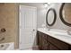 Elegant bathroom boasts double vanity, tile shower, and updated fixtures at 2741 Prado Ln, Marietta, GA 30066