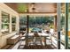 Covered patio with dining area and pool view at 201 Edwards Brook Ct, Canton, GA 30115