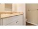 Updated bathroom with granite countertop and white vanity at 4071 Williamsburg Dr, Atlanta, GA 30337