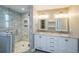 Elegant bathroom with double vanity and a large shower at 1550 Park Creek Ne Ln, Brookhaven, GA 30319