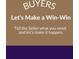 Graphic stating 'Let's Make a Win-Win' encouraging buyers to share their needs at 1550 Park Creek Ne Ln, Brookhaven, GA 30319