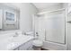 Bathroom with a shower/tub combo, white vanity, and toilet at 2649 Porter Dr, Lawrenceville, GA 30044