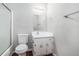 Clean bathroom with shower/tub combo, toilet and vanity at 2649 Porter Dr, Lawrenceville, GA 30044