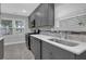 Modern kitchen with gray cabinets, quartz countertops and stainless steel sink at 274 Memorial Se Ter, Atlanta, GA 30316