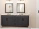 Double vanity bathroom with dark gray cabinets and quartz countertop at 530 Fisher Dr # 45, Alpharetta, GA 30009