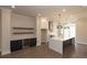 Modern kitchen features a large island, wine cooler, and sleek cabinetry at 530 Fisher Dr # 45, Alpharetta, GA 30009