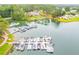 Aerial view of a full-service marina with many boats and slips at 1094 Plantation Ct, Villa Rica, GA 30180