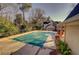Residential pool with a green cover, surrounded by a brick patio at , Atlanta, GA 30327
