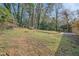 Private backyard with shed and mature trees at 1276 Hickory Sw Dr, Lilburn, GA 30047