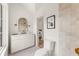 Elegant bathroom with a modern vanity and shower at 145 Arcadia Ave, Fayetteville, GA 30214