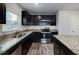 Modern kitchen with dark cabinets and granite countertops at 2058 Dickons Garden Ln, Mcdonough, GA 30253