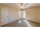 Bedroom with door to deck and ceiling fan at 3390 Kenland Se Rd, Smyrna, GA 30082