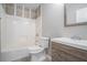 Clean bathroom with single vanity and shower/tub combo at 3530 Kingsbrooke Ct, Decatur, GA 30034