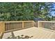 New deck with wooden railings and treetop views at 5879 Wellborn Trl, Lithonia, GA 30058