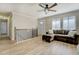 Living room with hardwood floors and loft overlook at 912 Northridge Nw Dr, Conyers, GA 30012