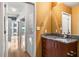 Modern bathroom with granite vanity and walk-in shower at 943 Peachtree Ne St # 1109, Atlanta, GA 30309