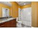 Updated bathroom, featuring a granite countertop and bathtub at 943 Peachtree Ne St # 1109, Atlanta, GA 30309