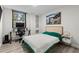 Bedroom with a queen-size bed and built-in shelves at 2965 Pharr Court South Nw # 304, Atlanta, GA 30305