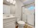 Clean bathroom featuring a shower and updated vanity at 170 Pinehurst Dr, Stockbridge, GA 30281