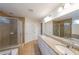 Large bathroom with granite countertops and a shower at 214 Walnut Ridge Rd, Canton, GA 30115