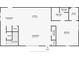 Floor plan displays a cozy living room, kitchen, and two baths at 2036 E Camellia Dr, Decatur, GA 30032