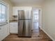 Kitchen features stainless steel refrigerator and exterior access at 3388 Jackson Dr, Decatur, GA 30032