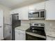 Modern kitchen with granite countertops and stainless steel appliances at 7618 Mcgillicuty Dr, Union City, GA 30291