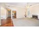 Open living space with hardwood and carpet flooring at 232 Baywood Ln, Villa Rica, GA 30180