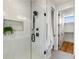 Spa-like bathroom with a glass shower, modern fixtures and marble tile at 105 Georgia Se Ave # 2, Atlanta, GA 30312