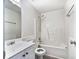 Clean bathroom with shower/tub combo and white vanity at 114 Blake Cv, Douglasville, GA 30134