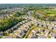 Aerial view of a house near a lake and other homes at 711 Bridgeview Dr, Holly Springs, GA 30115