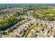 Neighborhood overview with lake and surrounding homes at 711 Bridgeview Dr, Holly Springs, GA 30115
